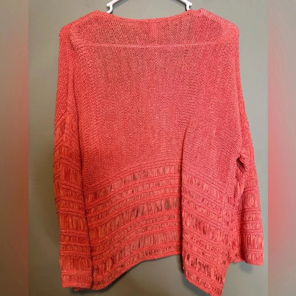 Chico’s Women’s 3/4 Sleeve Coral Open Front Cardigan‎ Sweater Chicos Size 1 US 8 - Picture 5 of 5